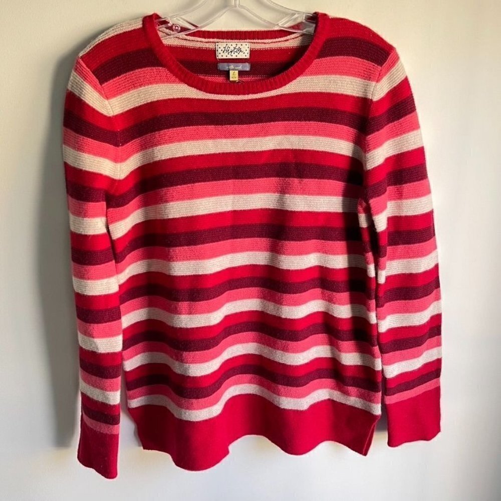 Heyton Size L Multicolor Stripe Merino Wool Crew Neck Sweater